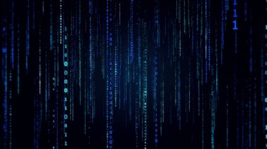 Matris stili teknolojik alan 3d resimde düşen ikili kod