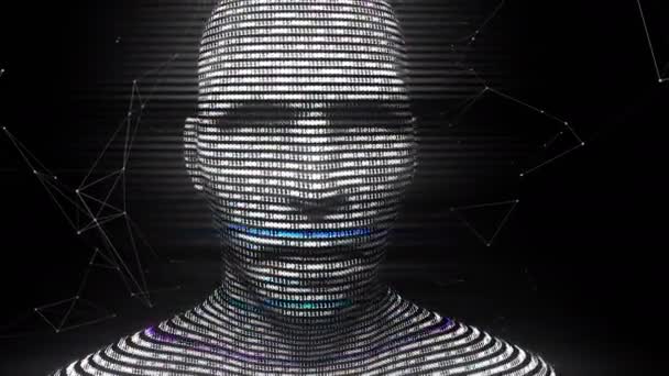 Cyfrowy wirtualny człowiek generowane z kodu binarnego — Wideo stockowe