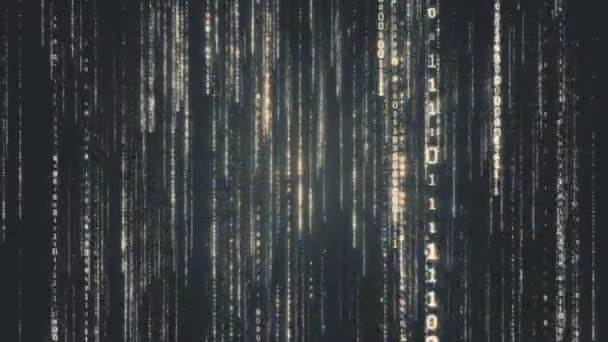 Falling binary code in the matrix style in the technological space in dark background — Stock Video