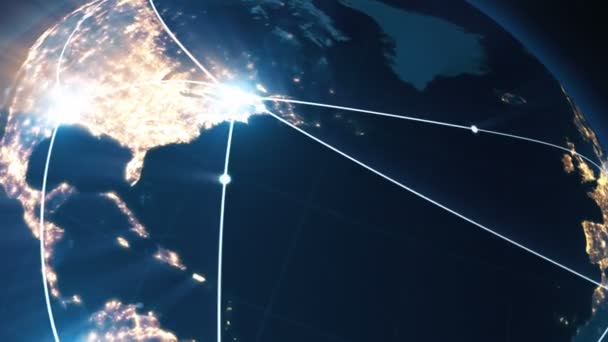 Concept commercial mondial de connexions et de transfert d'informations dans le monde — Video