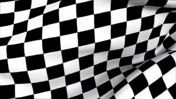 Seamless 3d animation of a racing flag by waves to the wind — Stock Video