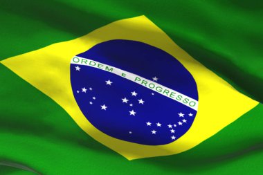 Rüzgar Brezilya bayrağı dalgalara 3D çizimi
