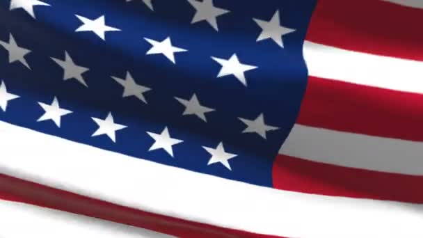 Naadloze 3D-animatie van de Amerikaanse vlag zwaaien in de wind — Stockvideo