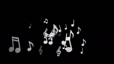 Beyaz müzik notaları taraf için bir siyah arka plan üzerine taşıyın.