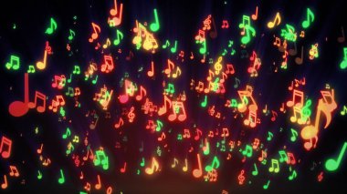 Renkli nota müzik klipleri, Led ekranlar ve gece kulüpleri, konser, festival, sergi, kutlama, düğün ve moda etkinliklerde projeksiyonları için sorunsuz animasyon. 3D çizim