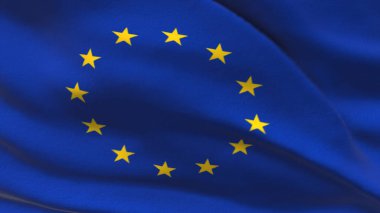Avrupa Birliği'nin güzel bayrağı Avrupa bayrağı sorunsuz döngü 3d çizimi