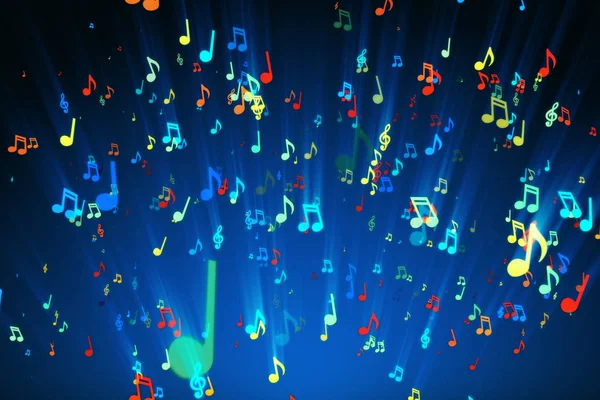 Nahtlose Animation farbenfroher Musiknoten für Musikvideos, LED-Bildschirme und Projektionen in Nachtclubs, Konzerten, Festivals, Ausstellungen, Feiern, Hochzeiten und Modeveranstaltungen. 3D-Illustration — Stockfoto