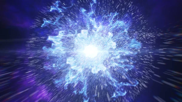 Большой взрыв в космосе, рождение Вселенной 3D иллюстрация — стоковое фото