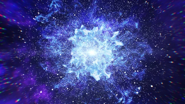 Большой взрыв в космосе, рождение Вселенной 3D иллюстрация — стоковое фото