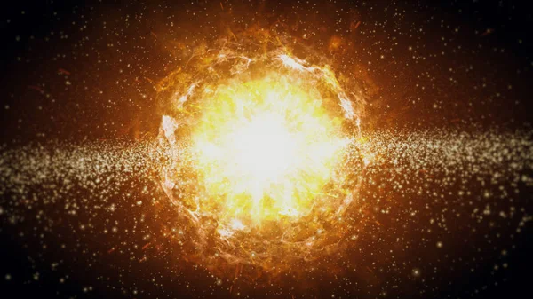 Рождение Солнечной системы в космосе, большой взрыв 3D иллюстрация — стоковое фото