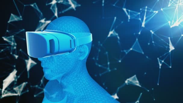 Puntos de realidad virtual en el holograma humano, animación sin fisuras vr — Vídeo de stock