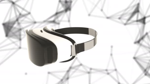 Animação de fone de ouvido VR voador com superfície brilhante — Vídeo de Stock