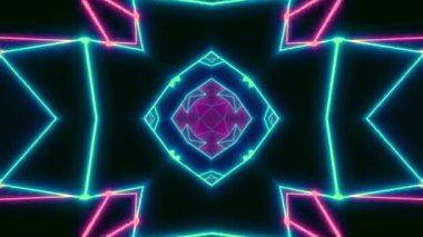 Disko gösterir bir kaleydoskop arka plan - bir retro 80'ler sorunsuz uçuşta tünel