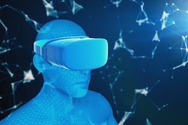 İnsan hologram, 3d çizim üzerinde dijital sanal gerçeklik