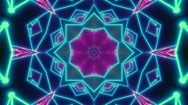 Disco shows a kaleidoscope background - 3d illustration flight in a retro 80s tunnel