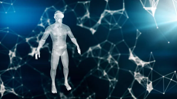 Digitale virtuele realiteit op het menselijke hologram, 3d illustratie — Stockfoto