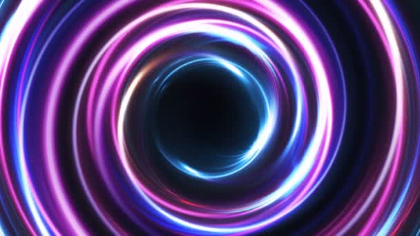 Абстрактная бесшовная петля неоновый фон светящийся крутящийся светящийся спиральный покров — стоковое видео