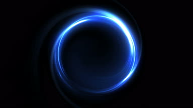 Mavi sorunsuz döngü neon arka plan aydınlık dönen Glowing daireler soyut