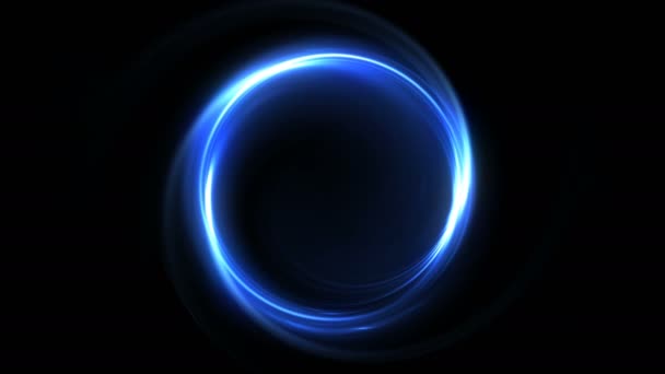 Abstraktní modré bezešvé smyčka neon pozadí svítící vířící zářící kruhy — Stock video