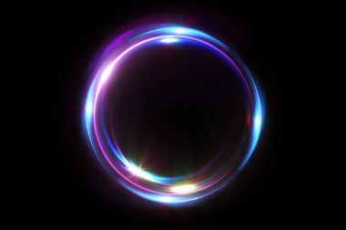 Abstract 3d illustration neon background. luminous swirling. Glowing spiral cover. Black elegant. Halo around. Power isolated. Sparks particle.Space tunnel. LED color ellipse. Glint glitter. clipart