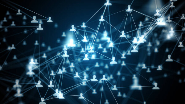 3d иллюстрация, соединяющая людей в Интернете, подключение к социальной сети
