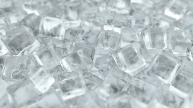 Soğuk içecekler için buz. Buz küplerinin kristal berrak sudan dönüşü. 3d illüstrasyon