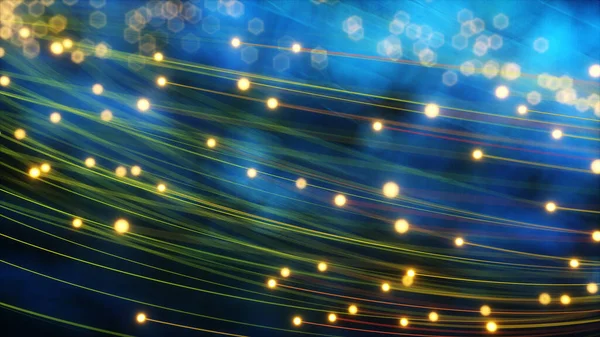 Abstract glowing fiber lines. Abstract blue glowing fiber optic lines. Bright light beam for fast data transfer for high-speed Internet connections 3d illustration
