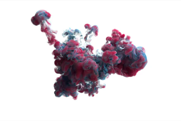 Pink Blue Color Burst - colorful smoke powder explosion fluid ink particles slow motion. 3d illustration on white isolated background — ストック写真