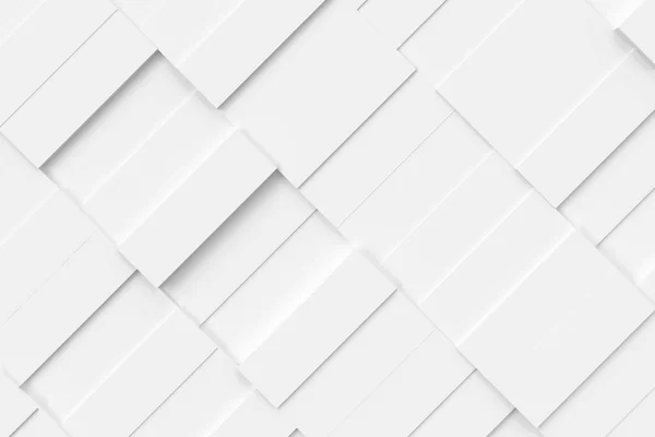 White abstract moving structure of rectangles. Light bright clean minimal rectangular grid pattern, random waving motion background canvas in pure white wall. 3d illustration — Stock Photo, Image