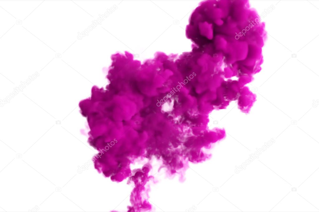 Red ink burst in slow motion on isolated white background. 3d illustration