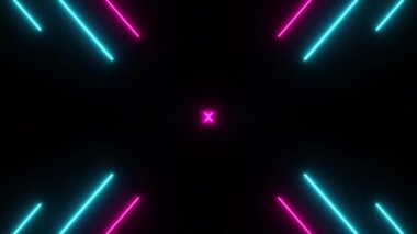Soyut neon arka plan, parlayan pembe mavi çizgiler, ultraviyole spektrum. Kusursuz 3D döngü oluşturucu