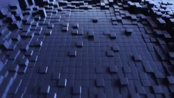 Sfondo astratto onda con una superficie cubica in movimento nero. Concetto geometrico con caselle o colonne casuali. Motion design template. loop 4k rendering 3d senza soluzione di continuità. Composizione tecnologica. Ondulazione radiale . — Video Stock