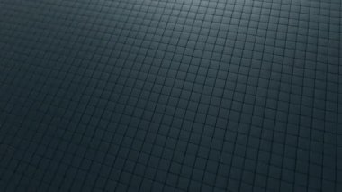 Siyah hareket eden kübik yüzeyi olan soyut dalga arkaplanı. Rastgele kutular ve sütunlarla Geometrik konsept. Hareket tasarım şablonu. Kusursuz döngü 4k 3D görüntüleme. Teknoloji kompozisyonu. Radikal dalgalanma.