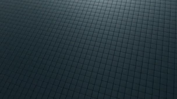 Fond d'onde abstrait avec une surface cubique mobile noire. Concept géométrique avec des cases ou des colonnes aléatoires. Modèle de motion design. Boucle sans couture 4k rendu 3d. Composition technologique. Ondulation radiale . — Video