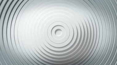 Çemberlerin soyut şekli ve yer değiştirme etkisi. Beyaz temiz halkalar animasyonu. İş sunumu için soyut bir özgeçmiş. Kusursuz döngü 4k 3d oluşturucu