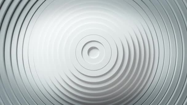Schéma abstrait des cercles avec l'effet de déplacement. Animation anneaux blancs propres. Contexte abstrait pour la présentation des entreprises. Boucle sans couture 4k rendu 3d