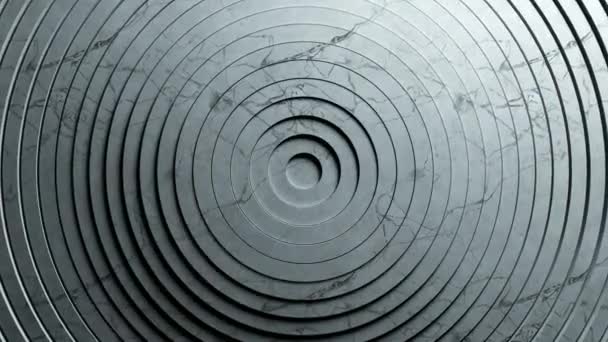 Abstract patroon van cirkels met het effect van verplaatsing. Animatie van pure ringen in getextureerd marmer. Abstract achtergrond voor zakelijke presentatie. Naadloze lus 4k 3d render — Stockvideo