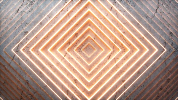 Özet etkisi olan soyut kareler. Orange 'da Parlayan Mermer Kareler Animasyonu. İş sunumu için soyut bir özgeçmiş. 3d illüstrasyon