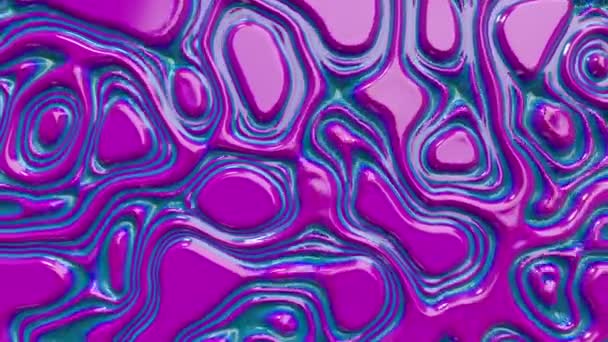 Abstrato ondulado superfície dinâmica. Fundo líquido abstrato azul neon roxo com onda de ondulação. Modelo de design de movimento. loop sem costura 4k 3d render . — Vídeo de Stock