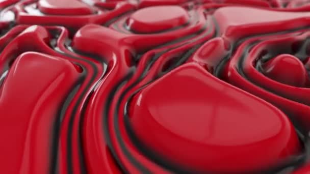 Abstract wavy dynamic surface. Red black abstract liquid background with ripple wave. Motion design template. Seamless loop 4k 3d render. — Stock Video