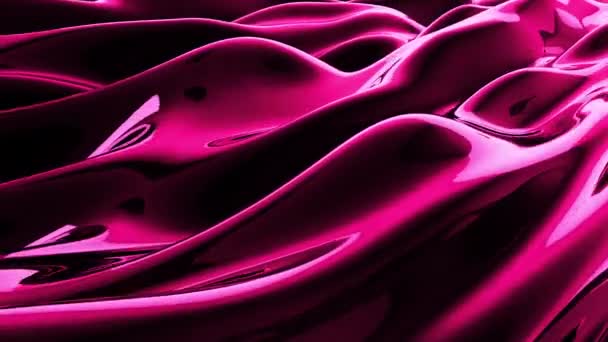 Superfície de onda reflexiva líquida abstrata rosa. Ondas e ondulações de linhas ultravioletas. Laço sem costura 3d render — Vídeo de Stock