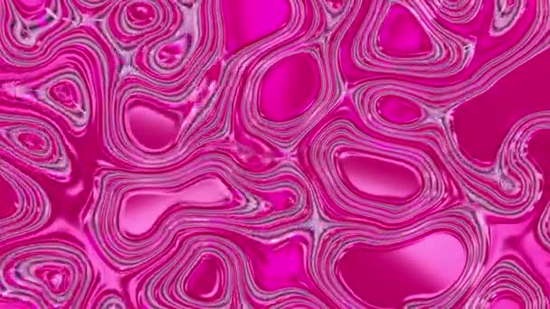 Růžový abstraktní tekutý reflexní vlnový povrch. Vlny a vlnky ultrafialových linií. Bezešvé smyčka 3d vykreslení — Stock video