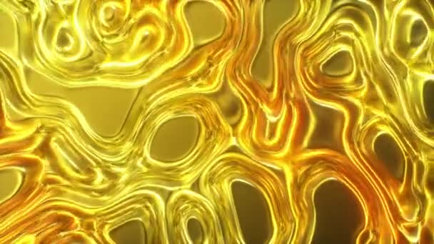 Le tissu soyeux en or abstrait forme de beaux plis. L'animation 3D 4k de la surface ondulée forme des ondulations comme dans la surface fluide et les plis comme dans les tissus. Boucle sans couture rendu 3d 