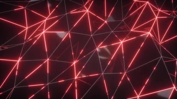 Contexte abstrait du mouvement. Surface d'ondulation sombre à faible poly avec lumière rouge éclatante. Boucle sans couture rendu 3d 