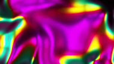 Soyut holografik gökkuşağı animasyonu. 4k hareket grafiği. Moda dokusu, moda tekstili, neon rengi, ortam grafik tasarımı, ekran koruyucu. Kusursuz 3D döngü oluşturucu