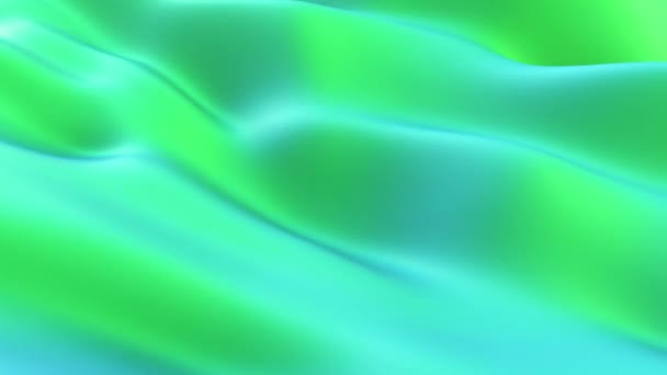 Абстрактный фон движения. Зеленый современный жидкий шумовой фон. Деформированная поверхность с гладкими отражениями и тенями. Бесшовный трехмерный рендер — стоковое видео