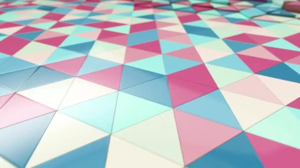 Abstract bewegingsanimatie van heldere veelkleurige driedimensionale driehoeken. Pastel mooie kalme kleuren. Naadloze lus 3d renderen — Stockvideo