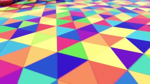 Animation abstraite en mouvement de triangles tridimensionnels multicolores brillants. Boucle sans couture rendu 3d 