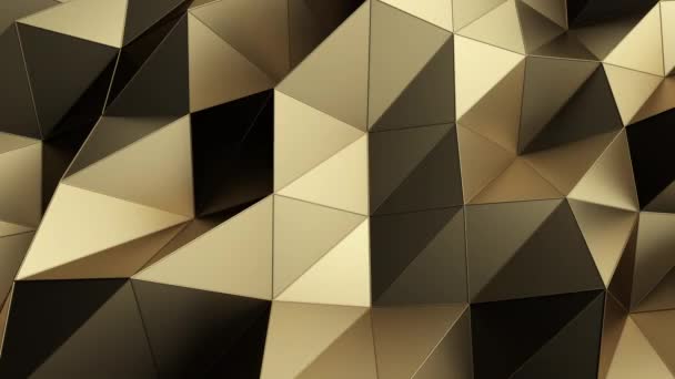 Abstract background of geometric gold surface. Computer generated loop animation. Modern background with polygonal shape. Seamless loop 3d render motion design for poster, cover, branding, banner. — ストック動画
