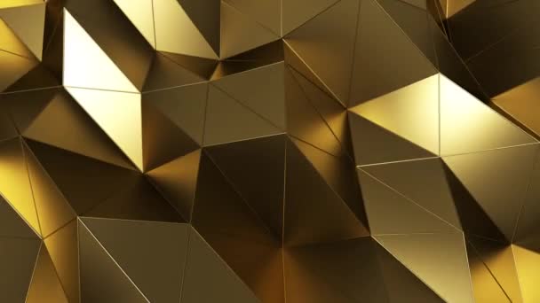 Абстрактний фон геометричної золотої поверхні. Комп'ютерна анімація циклу. Сучасний фон з багатокутною формою. Безшовний дизайн 3d рендеринга для плакату, обкладинки, брендингу, банера . — стокове відео